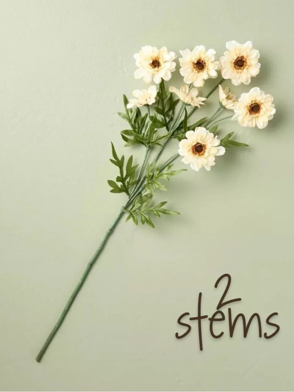2pc Faux Cream Daisy Flower Stem 25